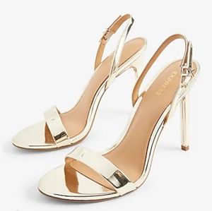 Express gold sandal heels size 9 metallic